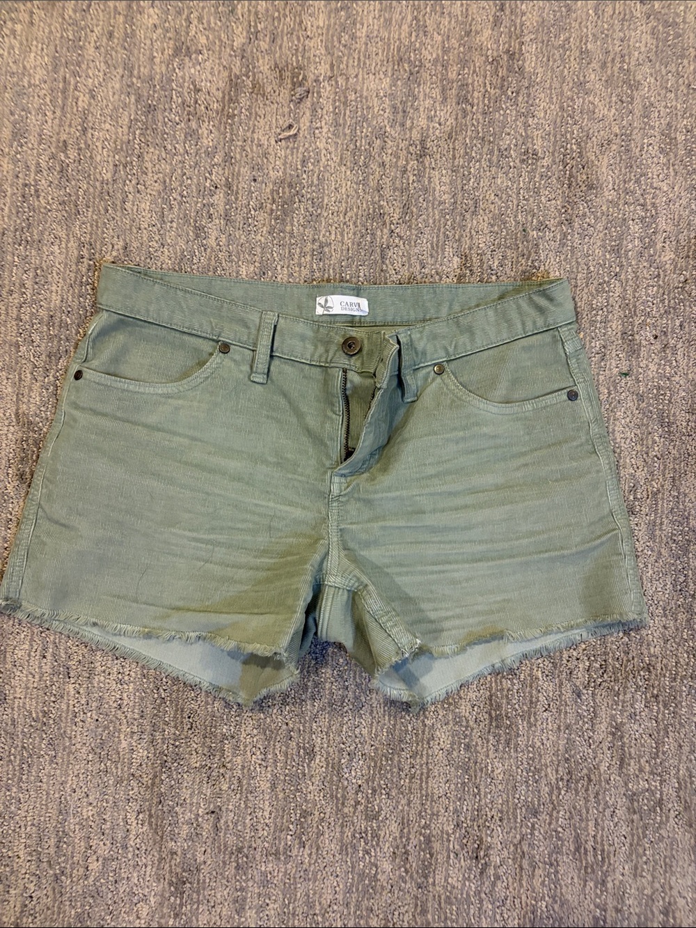 Carve Designs Olive Green corduroy Cutoff Shorts